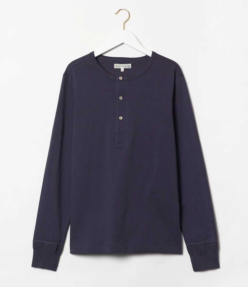 206 Loopwheeled Classic Fit Midweight Long Sleeve Henley