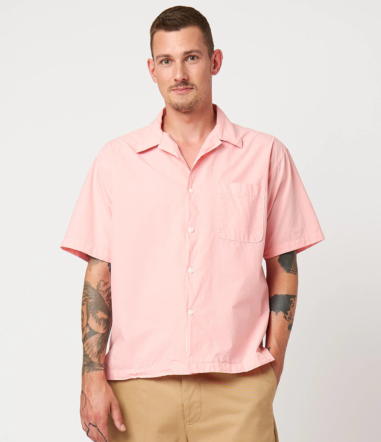 Lightweight Cotton Poplin Bowling Short Sleeve Shirt