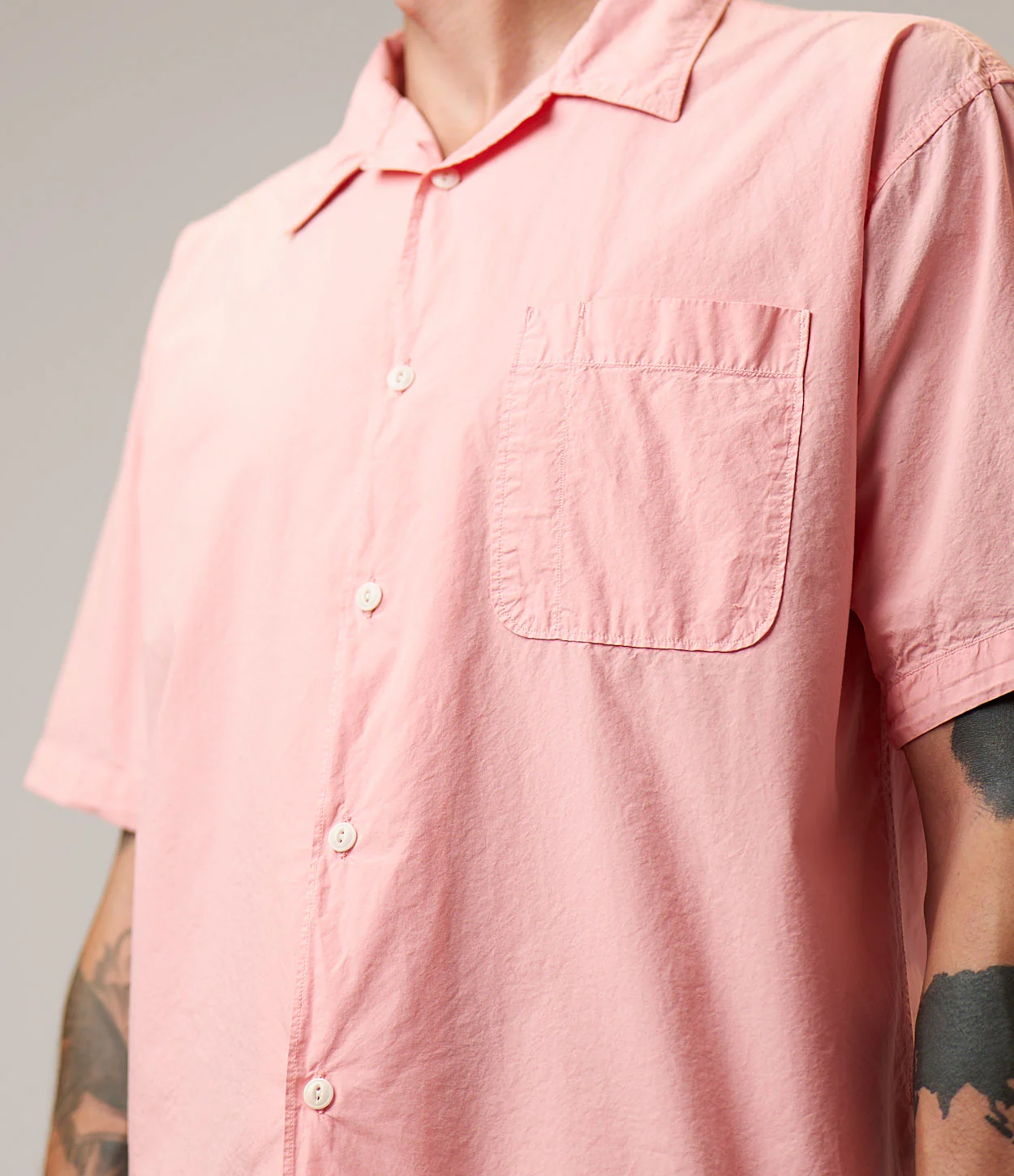 Lightweight Cotton Poplin Bowling Short Sleeve Shirt - Image 3