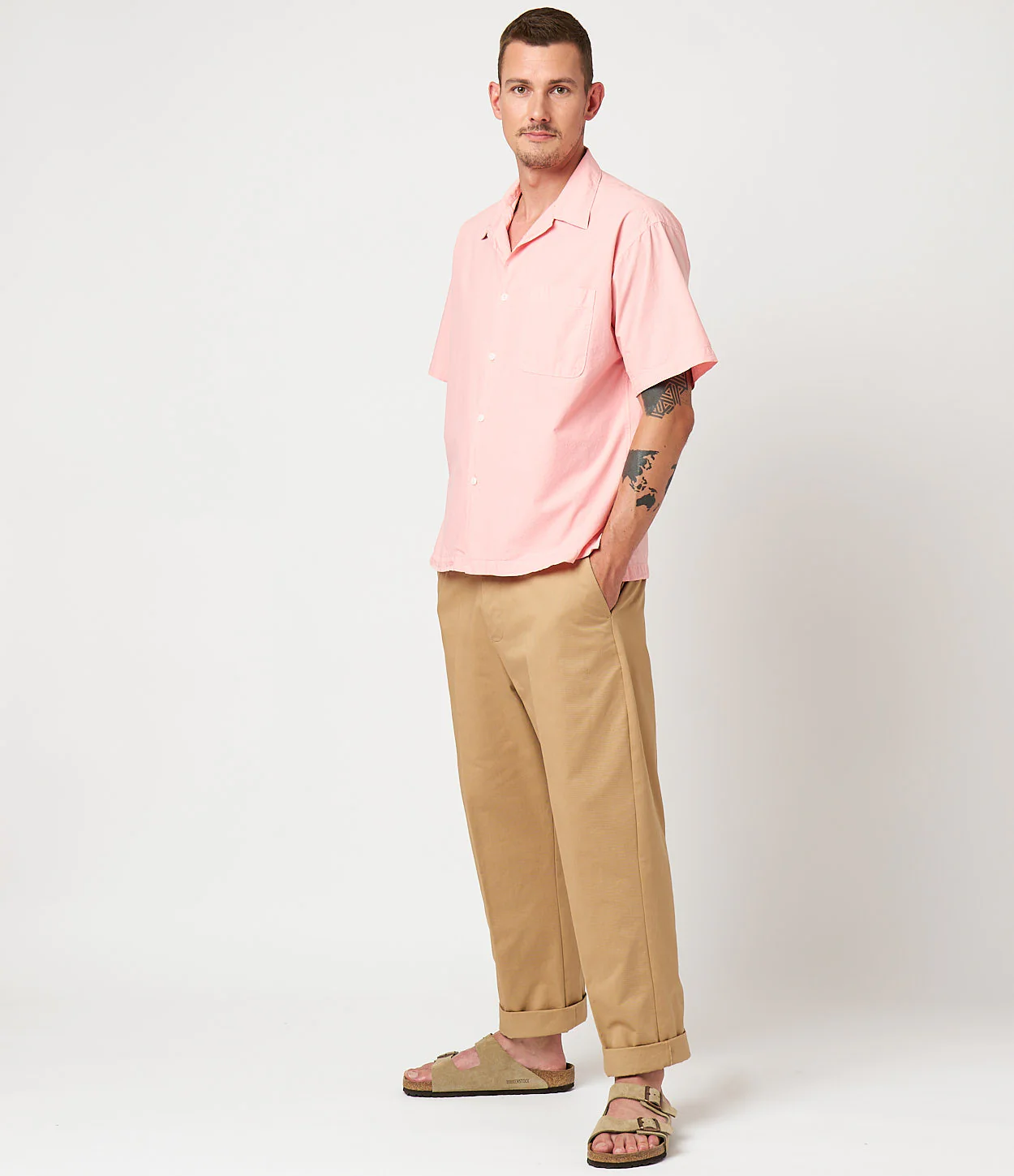 Lightweight Cotton Poplin Bowling Short Sleeve Shirt - Image 4
