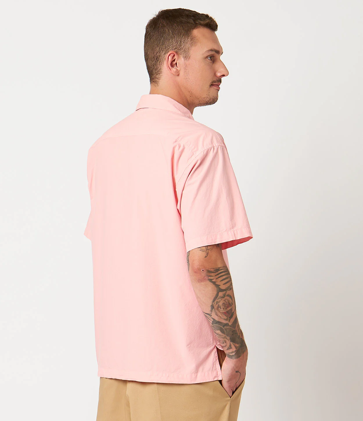 Lightweight Cotton Poplin Bowling Short Sleeve Shirt - Image 5