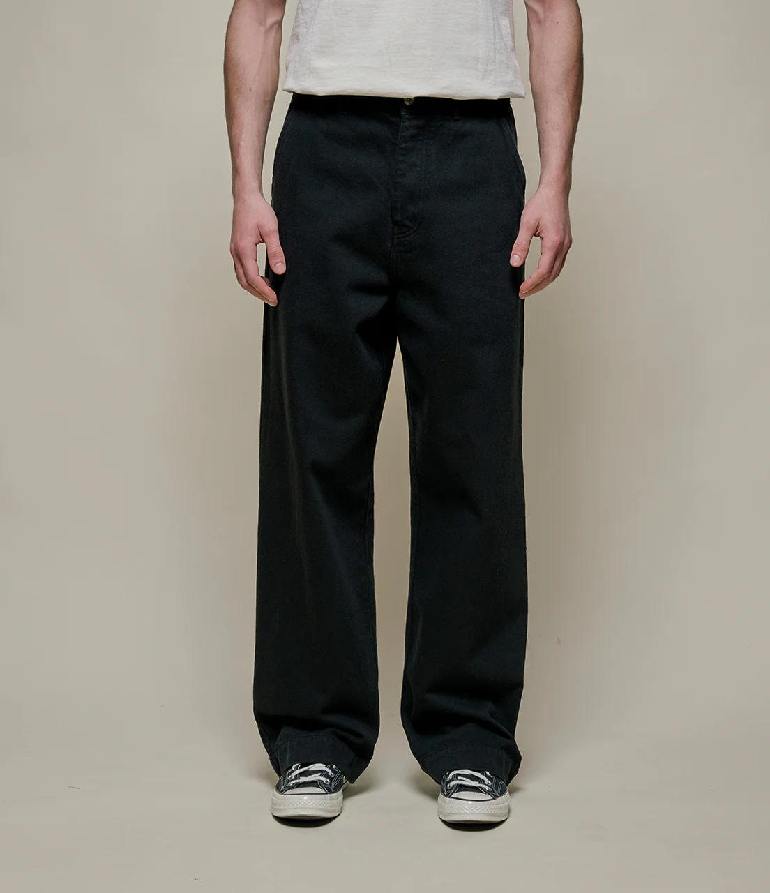 1940s Cotton Twill High Rise Wide Leg Chino