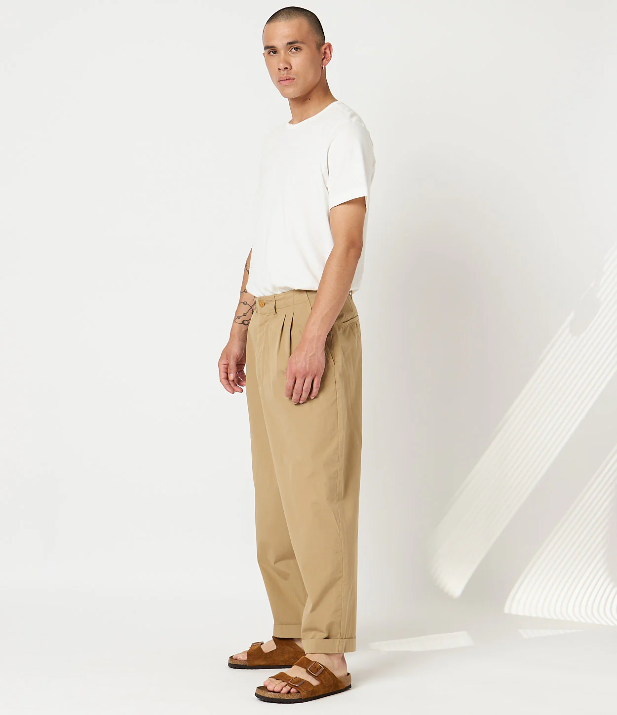 Pleated Cotton Poplin Ankle Length Pants - Image 3